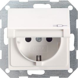 Patois patrouille Bruidegom Gira stopcontact met randaarde en klapdeksel 1-voudig - systeem 55 zuiver  wit mat (045427) | Groepenkastbestellen