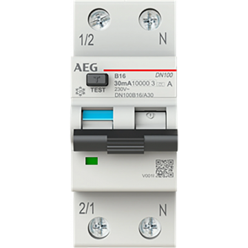 AEG aardlekautomaat 1-polig+nul 16A B-Kar 30mA (DN100B16/A30)